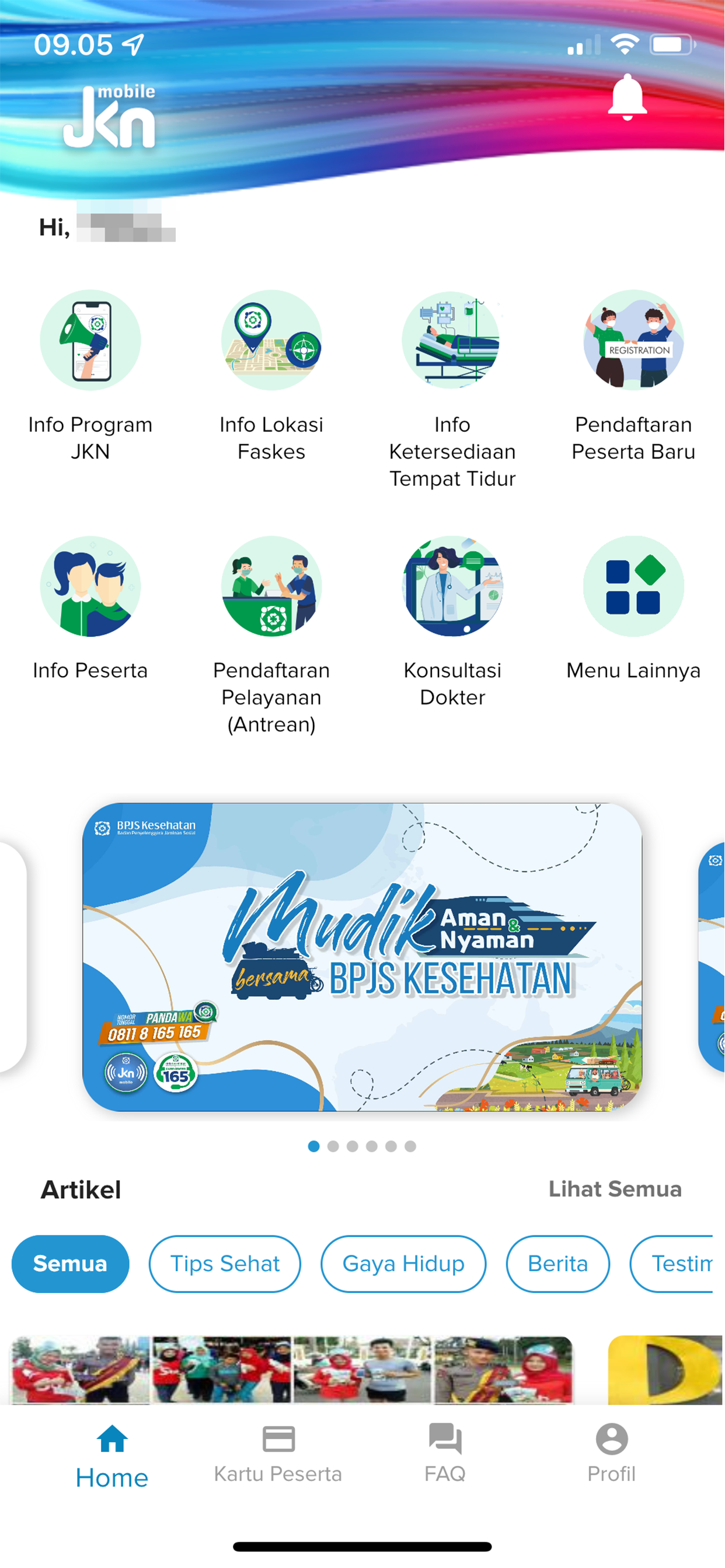 Aplikasi Mobile JKN Tampilan Beranda Antrean